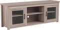 Flash Furniture Sheffield TV Stand for up to 80' TVs - Modern Gray Wash Finish & Full Glass Doors - 65' Engineered Wood Frame - 3 Height Adjustable Shelves