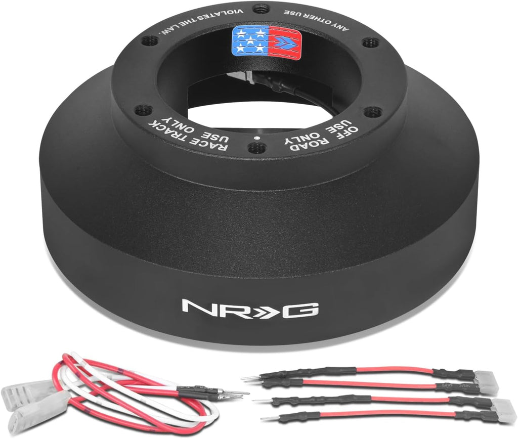 NRG Innovations Racing Style Steering Wheel Short Hub, Lockable Aluminum Steering Shaft, 6x70mm Bolt Pattern Quick Release Adapter Unit, Compatible For 97-12 Honda/Acura, Black, NRG-SRK-131H-A