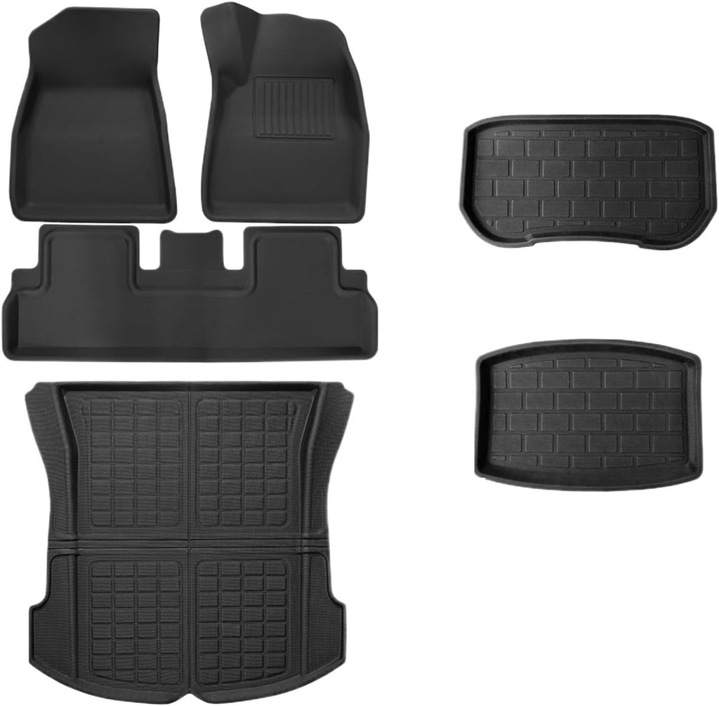 Compatible with Tesla Model 3 Highland 2024 XPE Floor Mats, All Weather 3D Waterproof Scratch Trunk Mat Cargo Liner Backrest Mats(6PCS RHD Floor Mats)