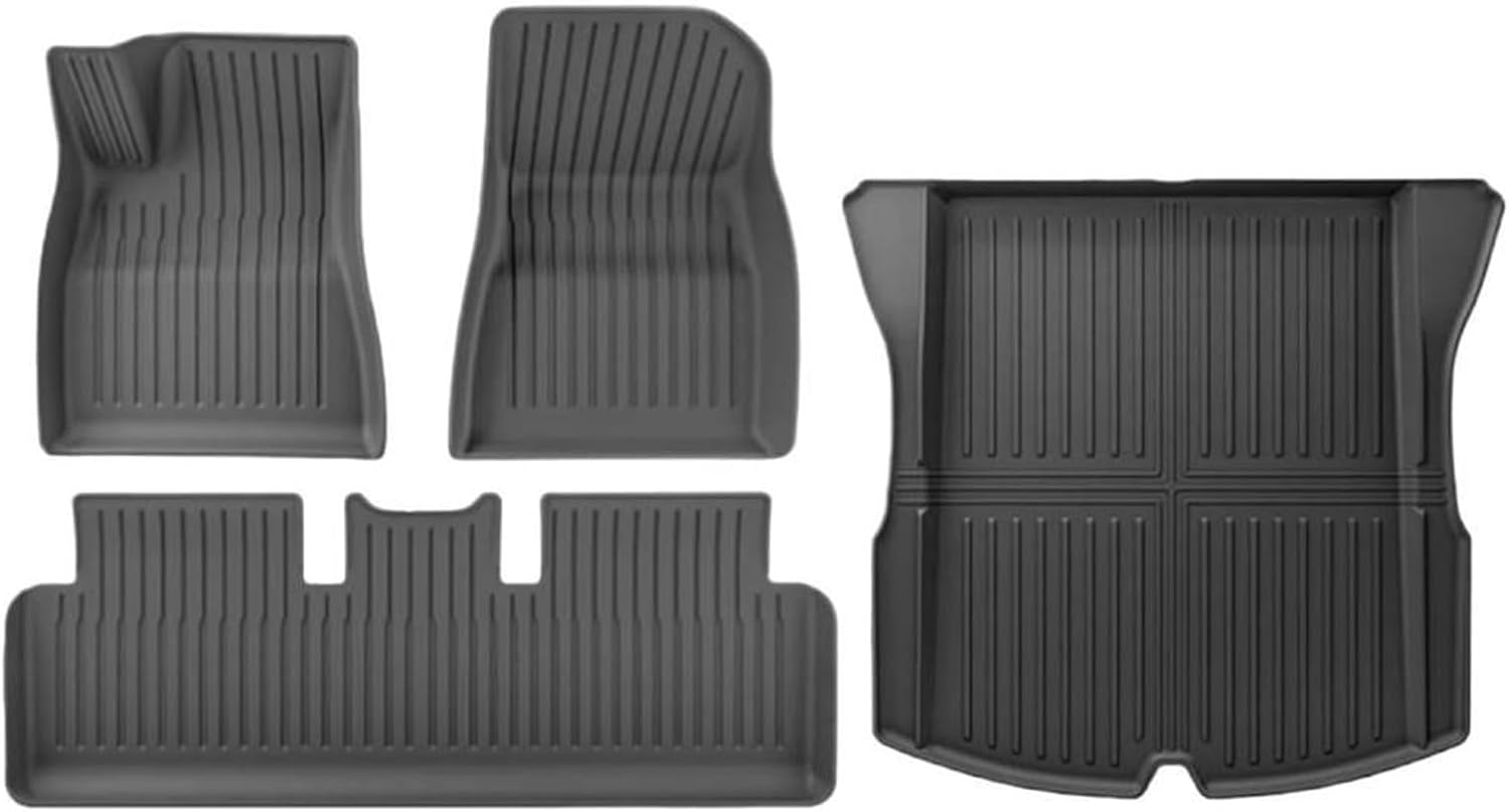Compatible with Tesla Model 3 Highland 2025 2024 2023 TPE Floor Mats, All Weather Waterproof Anti-Slip Front Rear Cargo Liner Trunk Mat(Orange)