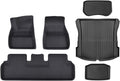 Compatible with Tesla Model 3 2023-2021 All-Weather XPE Floor Mats, LHD 3D Durable WP Non-Slip Cargo Liners Trunk(6PCS LHD Floor Mats)