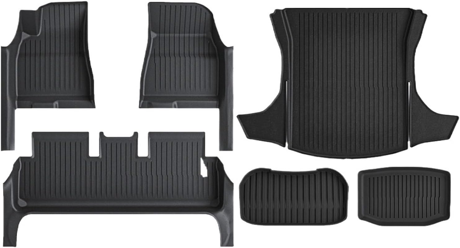 TPE Floor Mat with Door Sill Protector Compatible with Tesla Model 3 Highland Floor Trunk Mats Cargo Liner 2025 2024 Accessories(SNFM-6PCS)