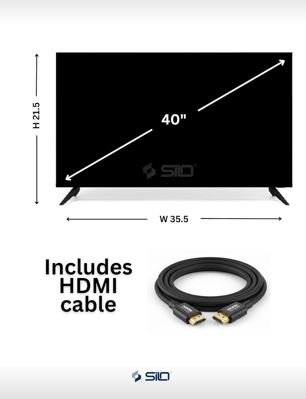 Silo Smart TV 40 Inch TV Smart TV HDR Ultra Slim Bezels, Bluetooth, HDMI, Wi-Fi and Ethernet Built-in, Television with Special Remote.