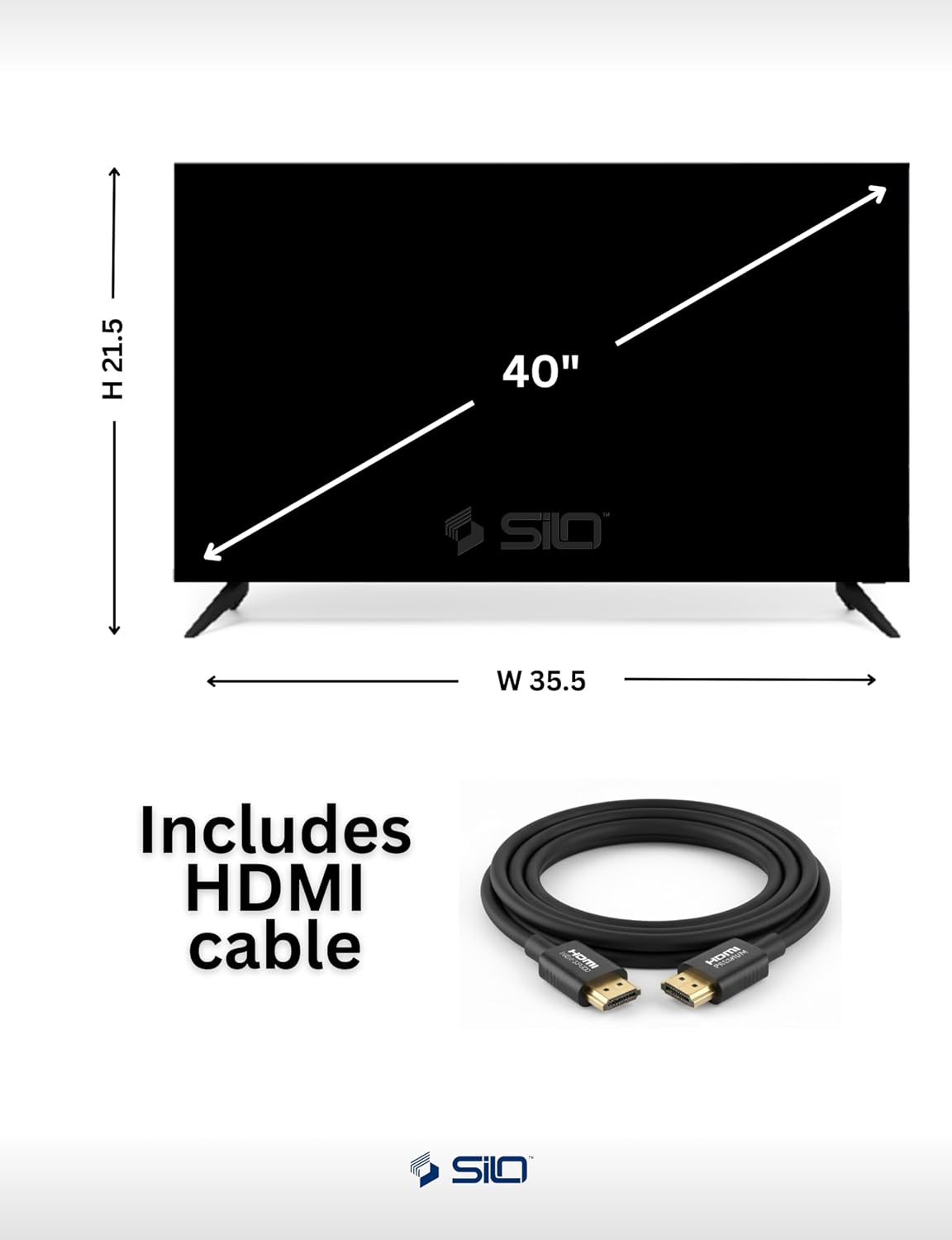 Silo Smart TV 40 Inch TV Smart TV HDR Ultra Slim Bezels, Bluetooth, HDMI, Wi-Fi and Ethernet Built-in, Television with Special Remote.