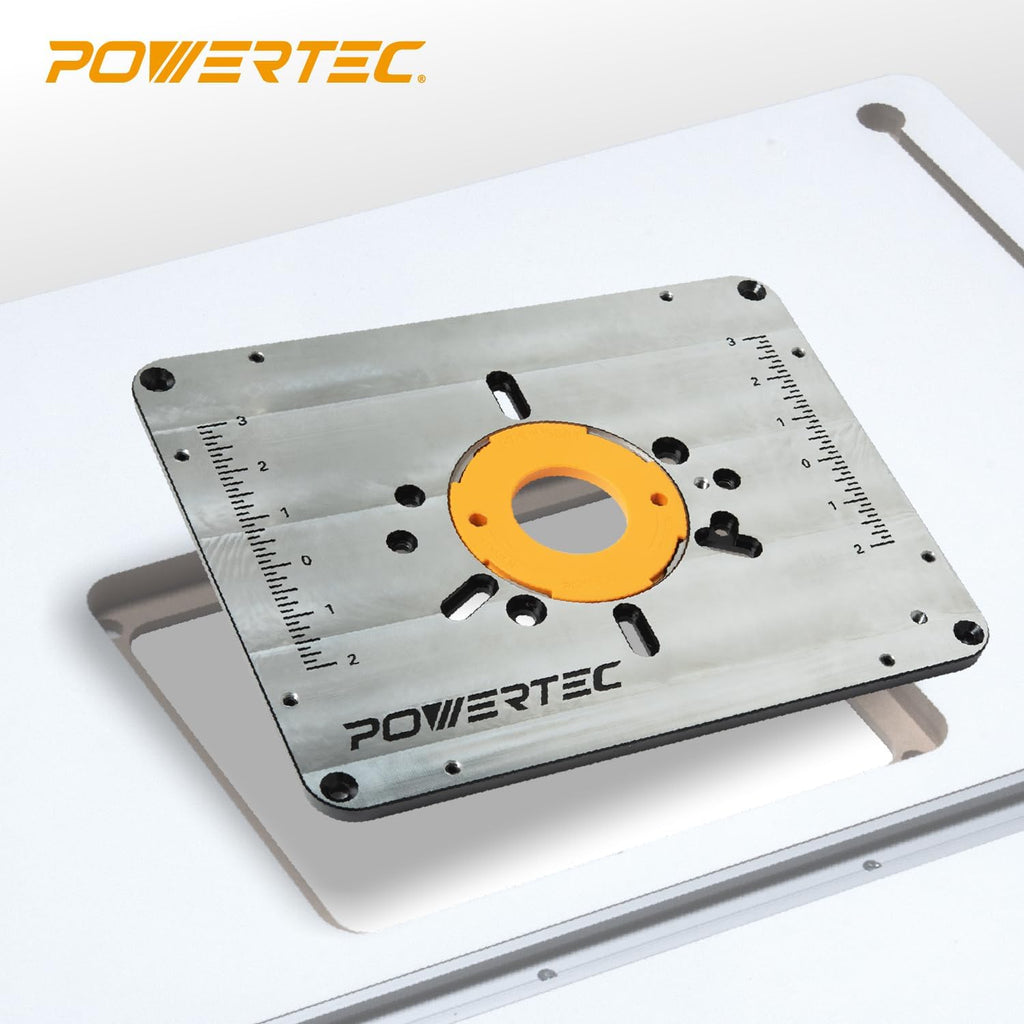 POWERTEC 24' x 32' Benchtop Router Table w/Aluminum Insert Plate – Laminated MDF Top, Reducer Rings, Leveling Screws, and Starting Pin Compatible with Bosch, DeWalt, Makita, and Other Brands (71964)