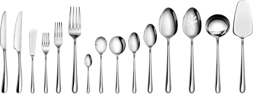 Cangshan 1027037 Rain II Series 103-Piece Stainless Steel 18/10 Forged Flatware Set