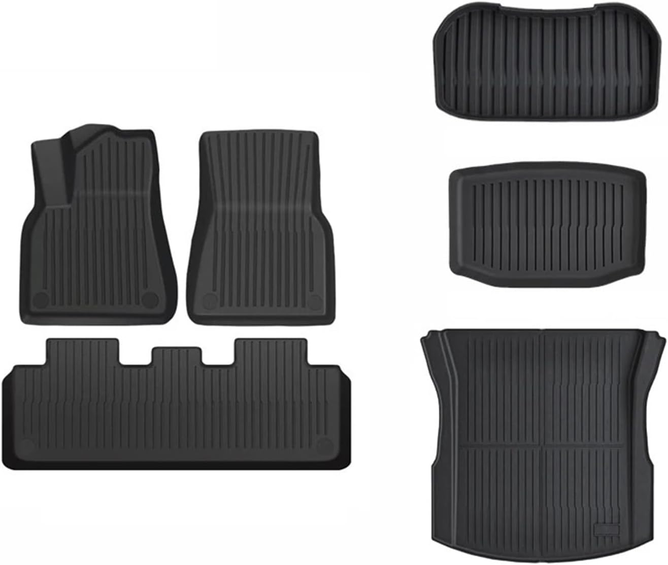 Floor Mats Compatible with Tesla Model 3 Y 2021-2024 5-Seater Custom All Weather Heavy Duty TPE Cargo Liner Trunk Accessories(3 2024 TPE LHD 6PCS)