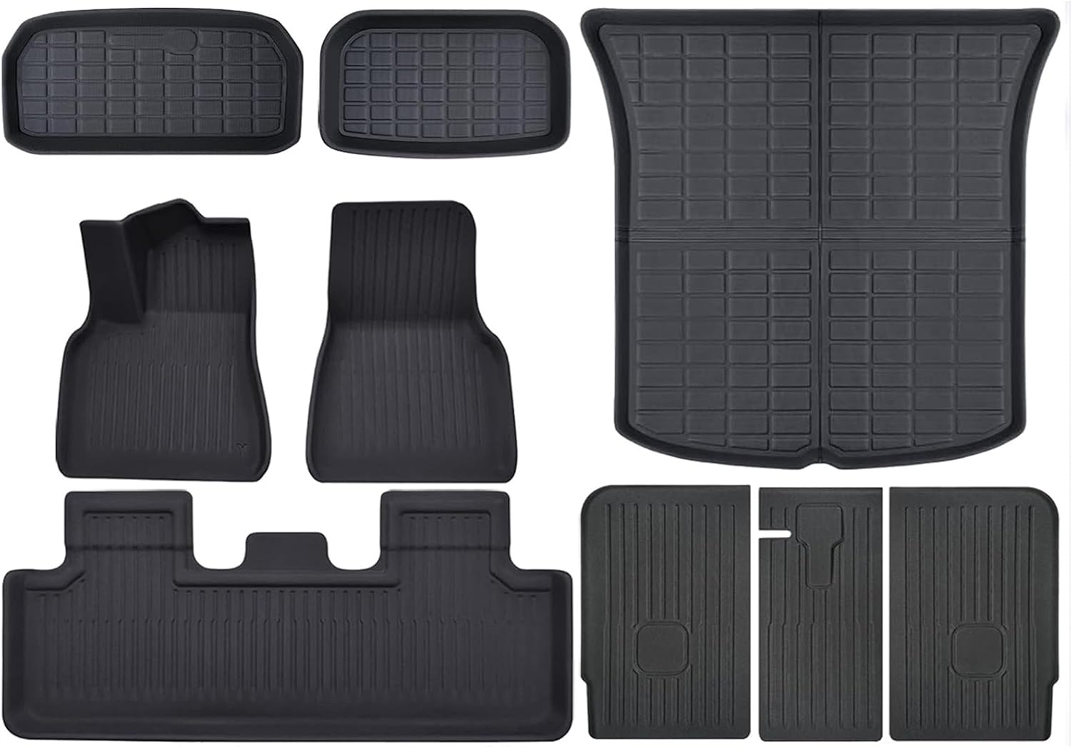 XPE Floor Mats Compatible with Tesla Model 3 2024 / Model Y 2024-2017, All Weather Cargo Liner Floor Cargo Trunk(9PCS My 17-24)