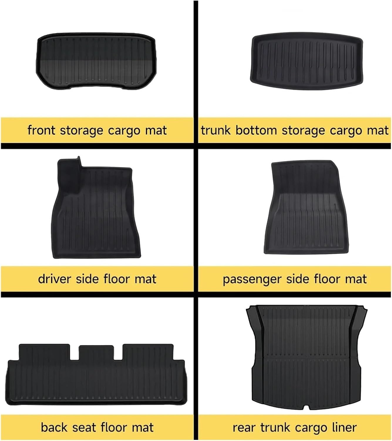 TPE Floor Mats Cargo Liner Compatible with Tesla Model 3 Highland 2024 All Weather Waterproof Anti-Slip Trunk Mats TPE Floor Liners(4PCS LHD)