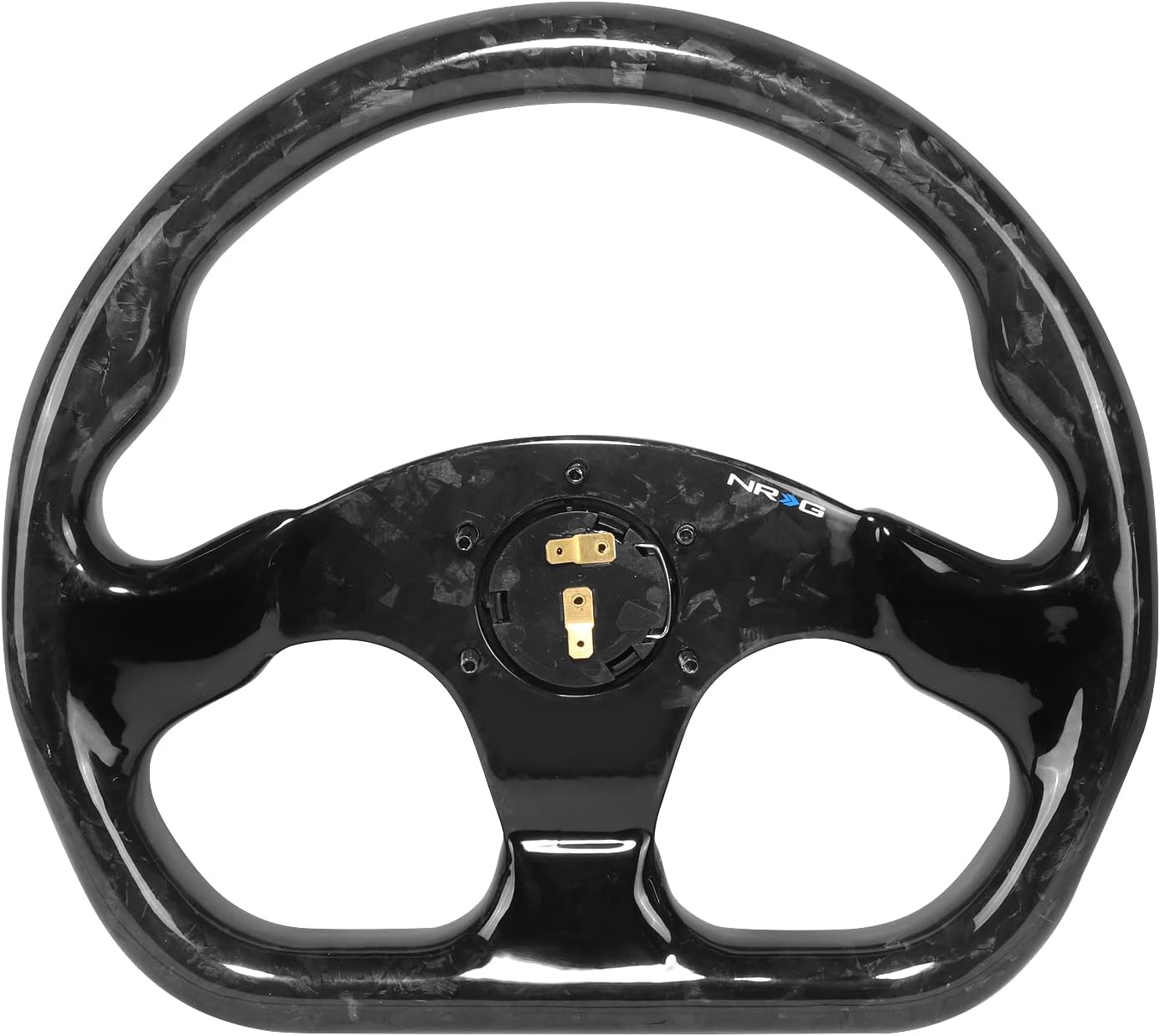 NRG Innovations NRG-ST-009FC-BK Carbon Fiber Steering Wheel Shinny Black Forged 320mm, 3 Spoke Flat Bottom Wheel