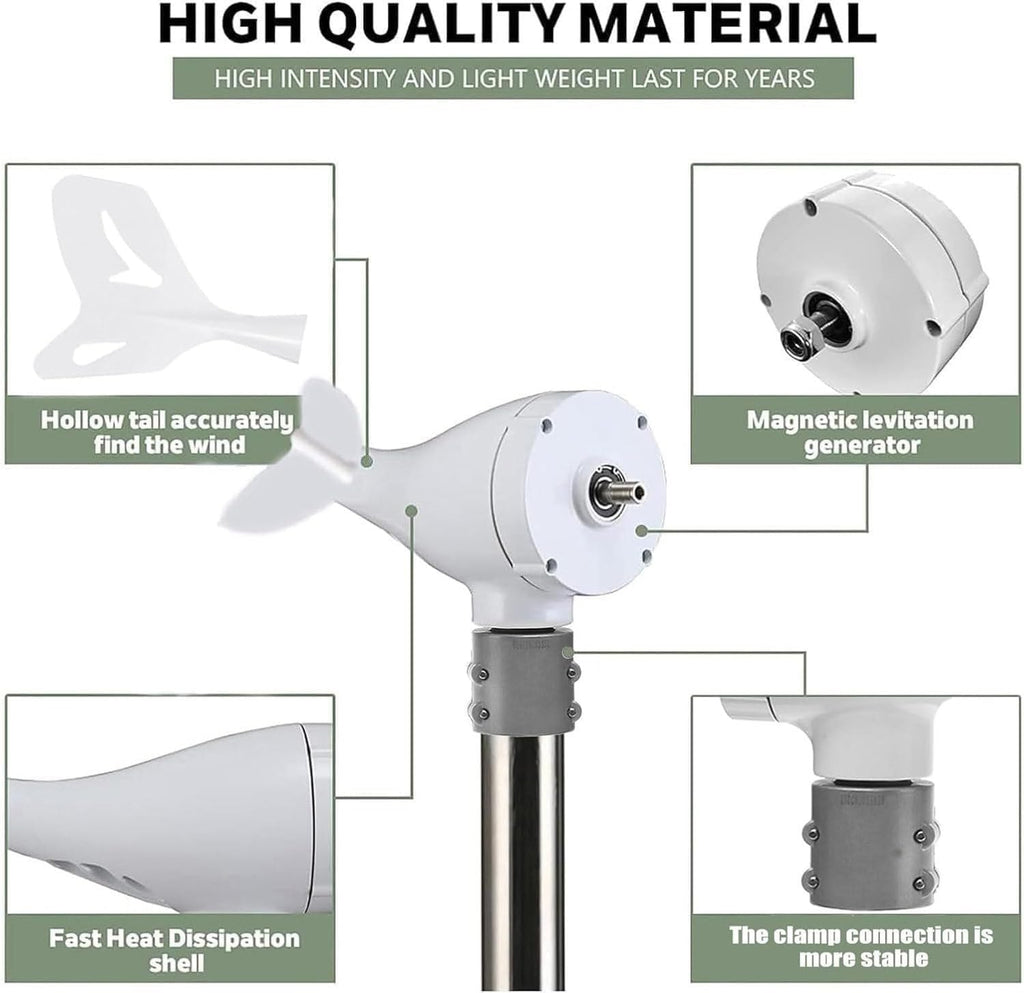 Wind Turbine Generator,12V 24V 48V,8-Blade Vertical Axis Wind Turbines Generator,with MPPT Controller,Auto Adjust Breeze Windward Start,for Terrace Marine 24V-8000W