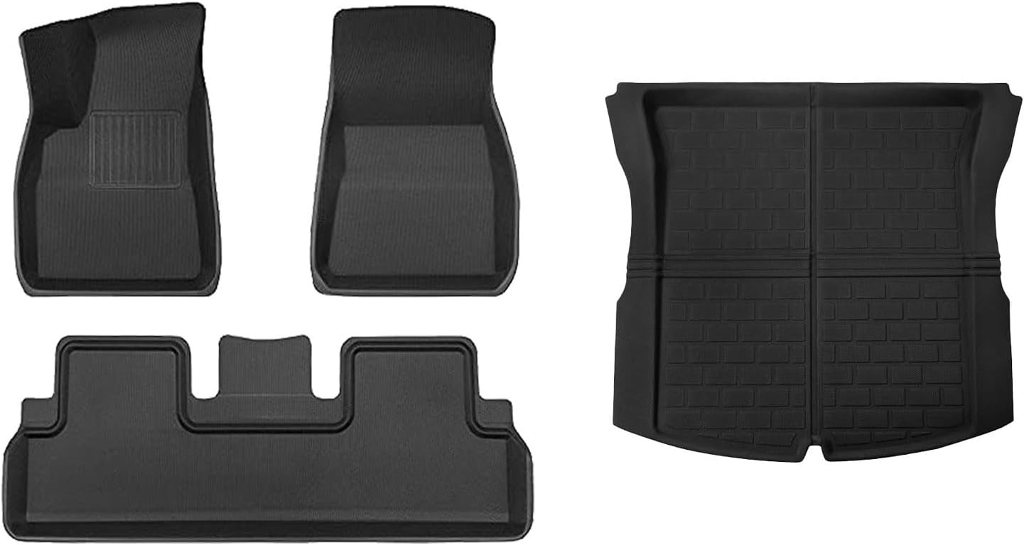 Compatible with Tesla Model 3 Highland 2024 XPE Floor Mats Cargo Liners All Weather Trunk Floor Mat Waterproof Left Right Hand Drive(4PCS LHD)