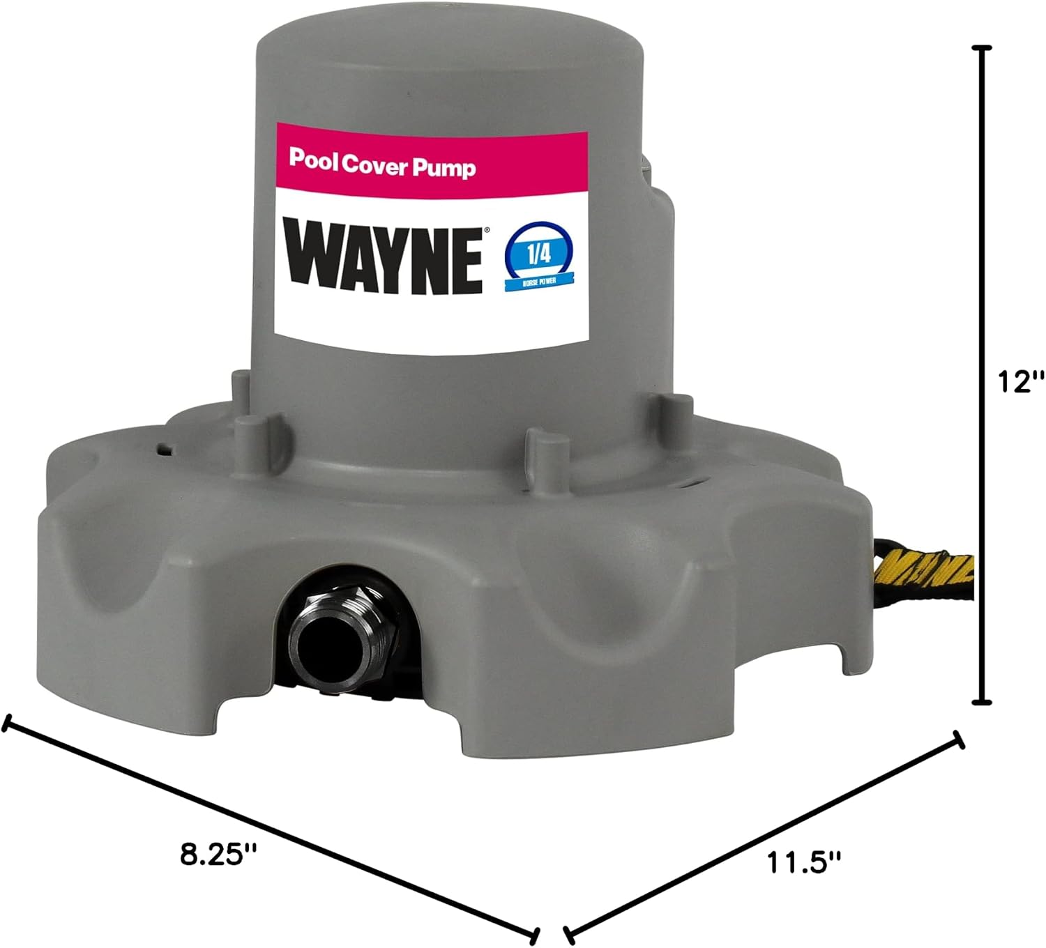 WAYNE WPCP250-1/4 HP Automatic Pool Cover Pump with 25 Foot Power Cord - Up to 1,900 Gallons Per Hour - Automatic On/Off Water Removal Pool Cover Pump