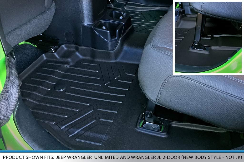 SMARTLINER Floor Mats 2 Row Liner Set Compatible with 2018-2018 Jeep Wrangler