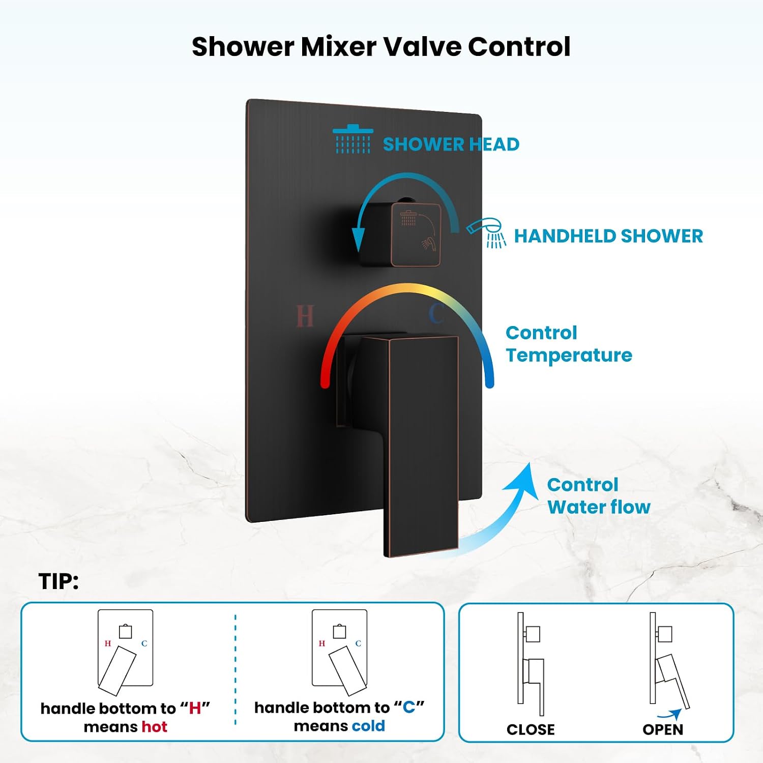 gotonovo Rainfall Bathroom Shower System Rain Shower Head and Handle Set Wall Mounted Shower Complete Combo Solid Brass Pressure Balancing Shower Mixer Valve 10 Inch Oil Rubbed Bronze
