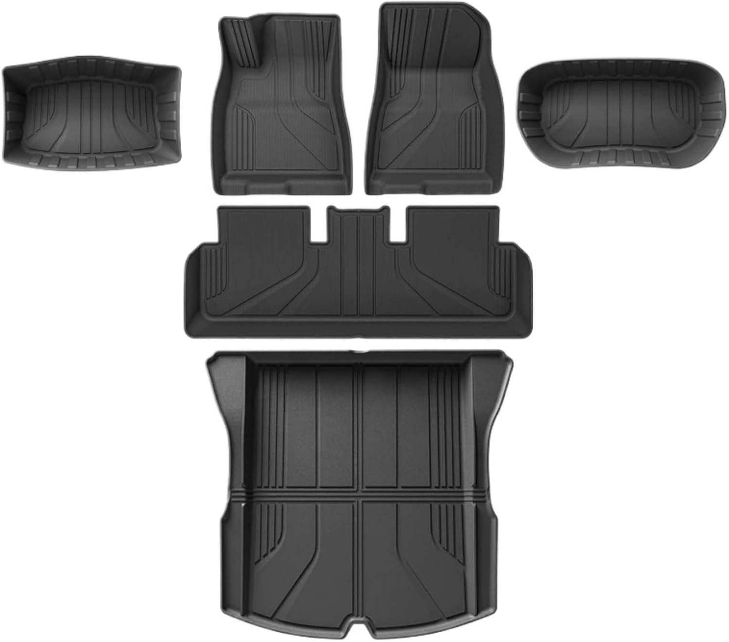 1.5X Raised Edges Upgraded TPE Floor Mats Compatible with Tesla Model 3 Highland 2024, Full Edge Wrapping WP Cargo Liner Trunk Mats(6PCS Floor Mats)