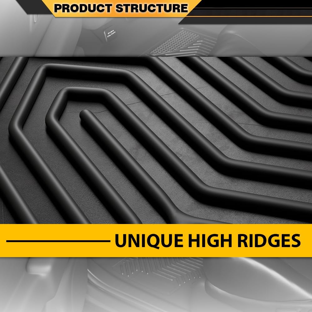 TPE Floor Mats Fit VW Atlas 7 Passenger 2018-2026 1st & 2nd & 3rd Row & Cargo Mat Truck Accessories Cargo Liners All Weather Protection 5PCS Black Alfombras para Carro