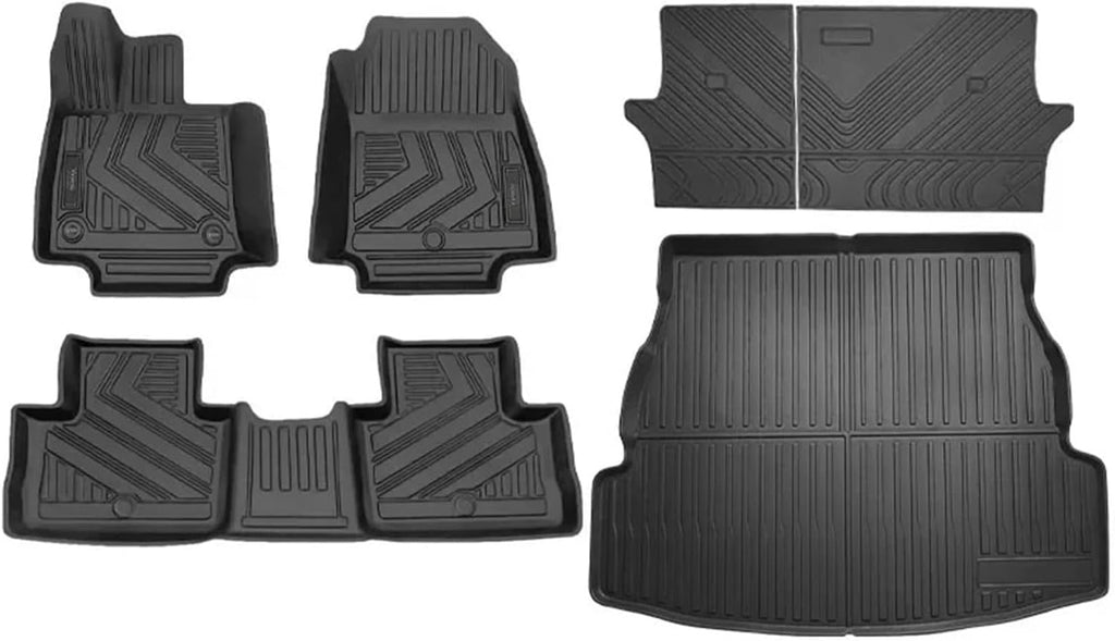 Floor Mat Cargo Liner Backrest Mat 2019-2024 2025 Compatible with Toyota Rav4 All-Weather Floor Liners Trunk Mat Back Seat Cover Compatible with Rav 4(LHD-6Pcs,Gasoline)