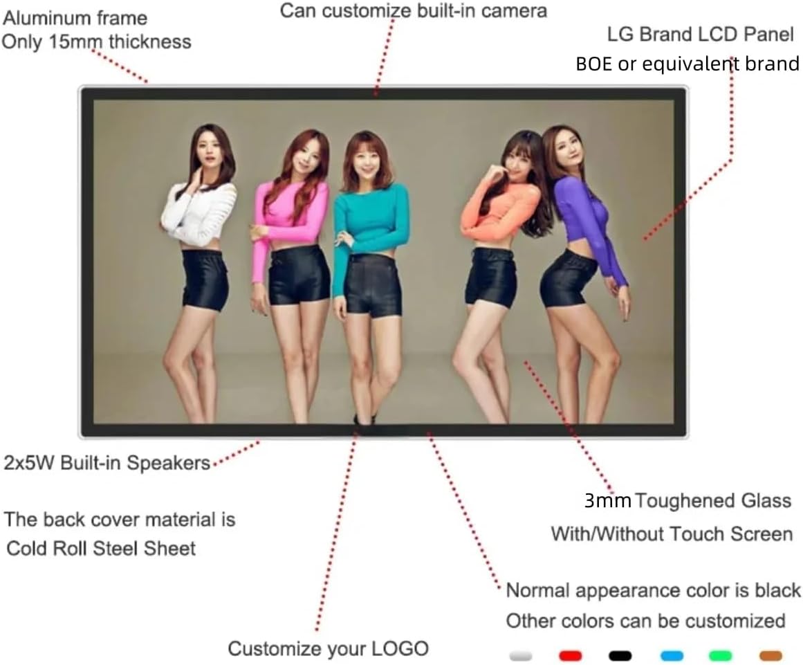 75' Indoor Wall-Mount LCD Advertising Kiosk 2K Resolution | Android RK3568 2GB+16GB | Non-Touch/Infrared/Capacitive Touch | CMS Software | VESA Mount