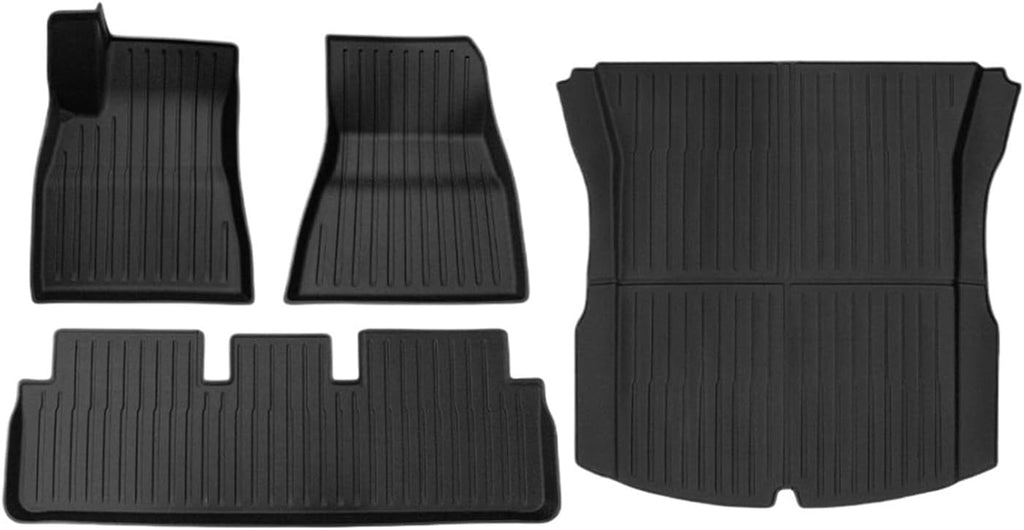 Auto Parts Compatible with Tesla Model 3 2024 Highland Floor Mats Cargo Liner Waterproof Anti-Slip Trunk Mat TPE Pads Left/Right Hand Rubber(Left Rudder 4pcs)