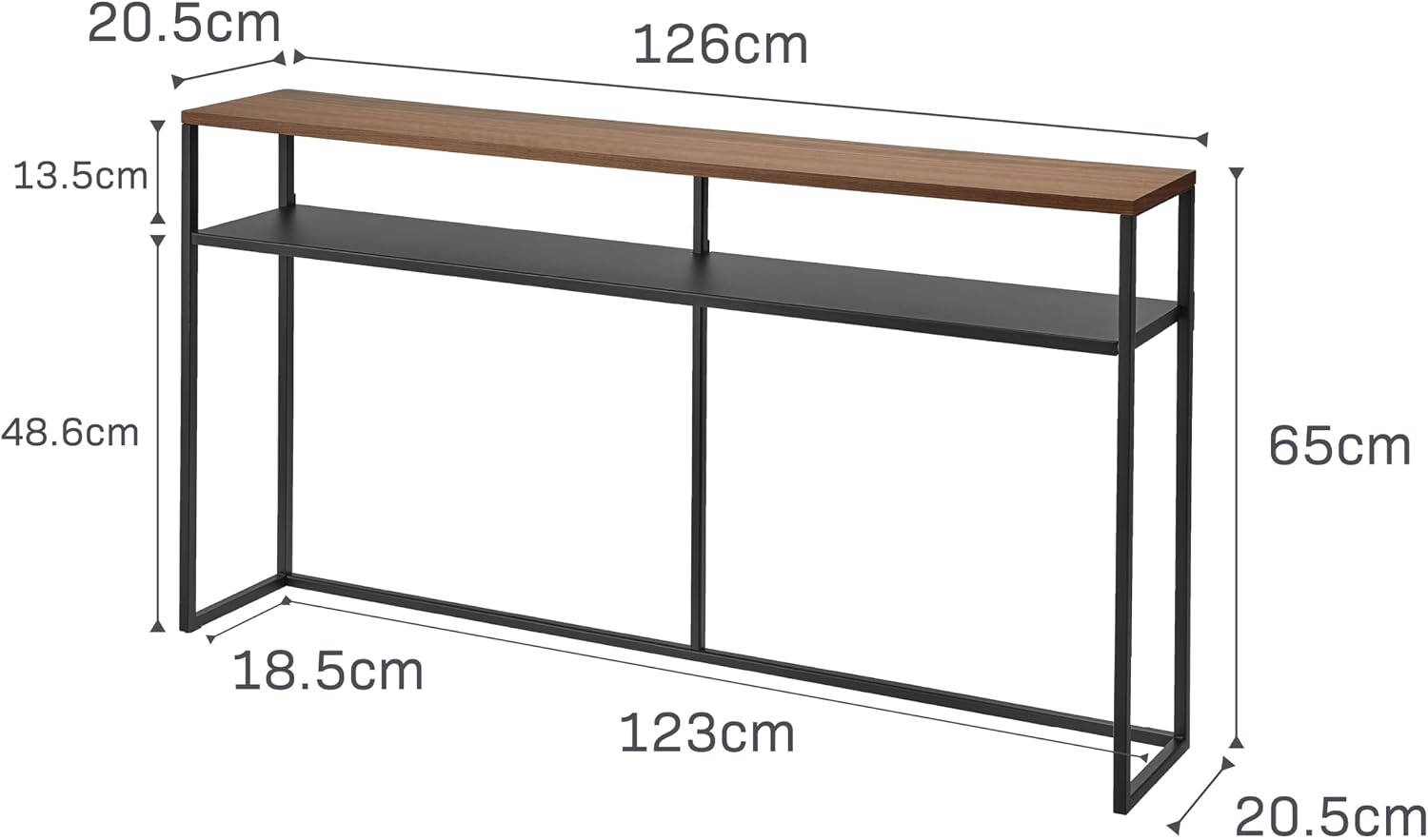 YAMAZAKI Home Tower Long Console Table for Entryway Or Hallways, Narrow Behnd Sofa Table with Wooden Top