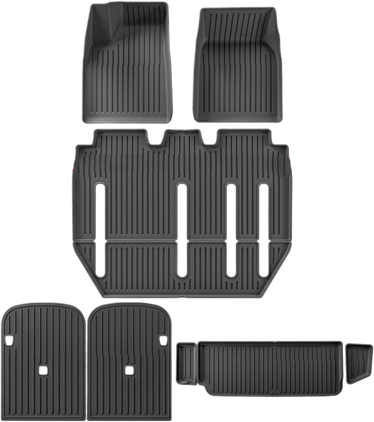 Compatible with Tesla Model X 2024 5/6/7 Seat TPE 3D Car Floor Mats Cargo Liner Trunk Pad Waterproof Protective Left Rudder(7seats 9PCS)