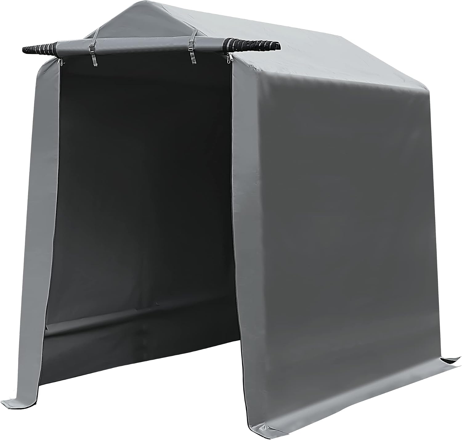 Gardesol Storage Shelter, 6x8 ft Portable Shed Outdoor Carport with Roll-up Zipper Door, Waterproof and UV Resistant Outdoor Storage Shed for Bike, ATV, Motorcycle Shelter, Gray