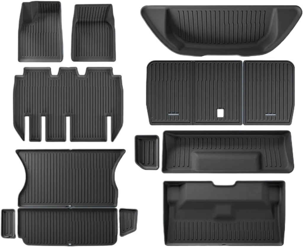 Compatible with Tesla Model X 2023 2024 TPE 3D Car Floor Mats Cargo Liner Trunk Pad Waterproof Protective Left Rudder(New 5MODELX6PCS)