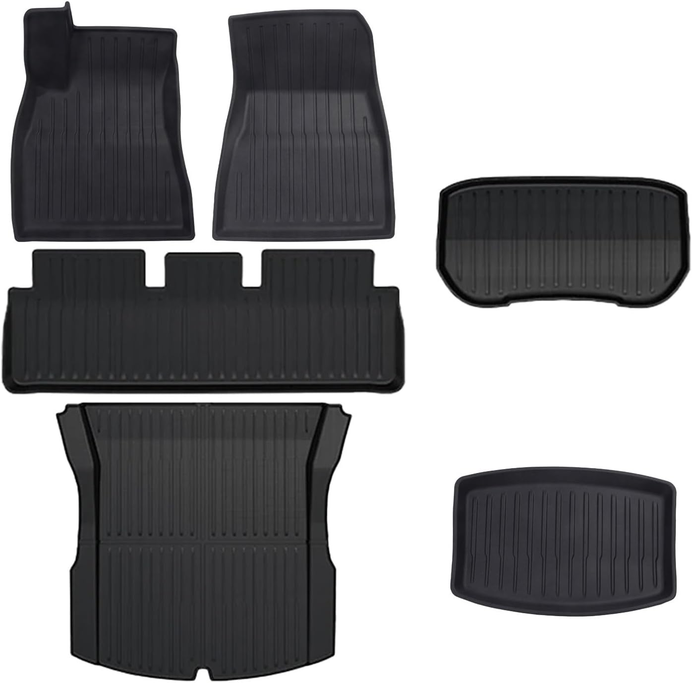 TPE Floor Mats Cargo Liner Compatible with Tesla Model 3 Highland 2024 All Weather Waterproof Anti-Slip Trunk Mats TPE Floor Liners(6PCS LHD)