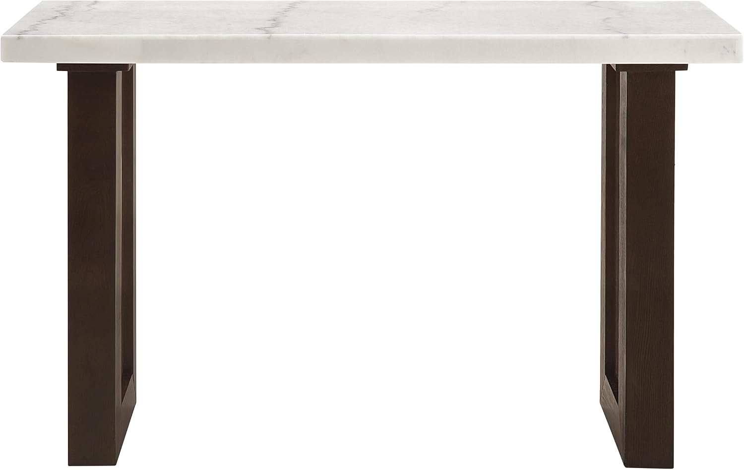 Acme Edwyn Marble and Wood Rectangular Sofa Table in White and Brown