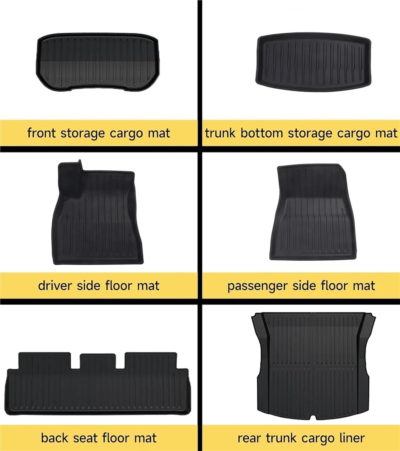 TPE Floor Mats & Cargo Liner Compatible for Tesla Model 3 2024 Trunk Mats TPE Floor Liners(3PCS LHD)