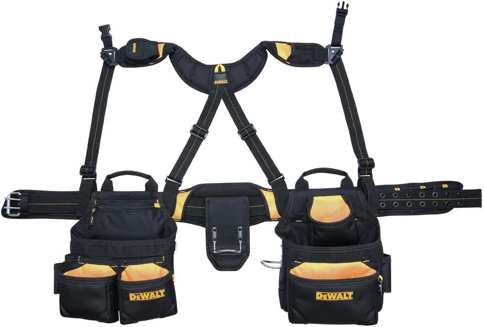 DEWALT DG5617 20-Pocket Pro Framer's Combo Apron Tool Belt and Yoke-style Suspenders Black