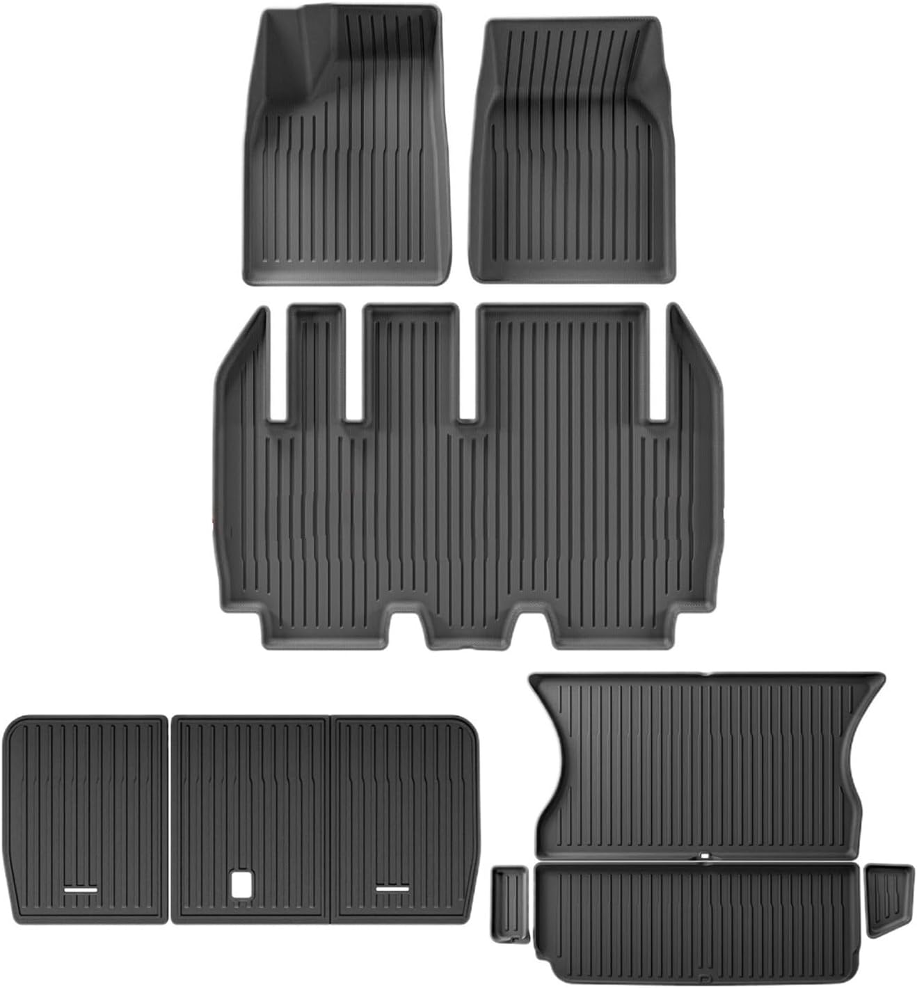 Compatible with Tesla Model X 2024 5/6/7 Seat TPE 3D Car Floor Mats Cargo Liner Trunk Pad Waterproof Protective Left Rudder(5seats 9PCS)