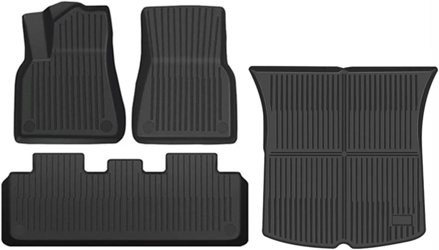 Floor Mats for Tesla Model 3 Y 2021-2024 5-Seater Custom Fit All Weather Heavy Duty TPE Cargo Liner Trunk Accessories(Y TPE LHD 4PCS)
