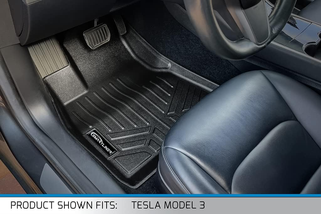 SMARTLINER All Weather Custom Fit Floor Mats 1st Row Liner Set for 2017-2023 Tesla Model 3