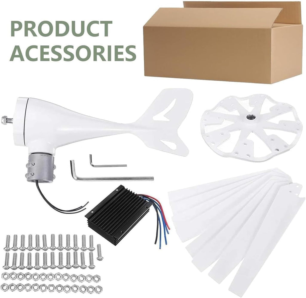 Wind Turbine Generator,12V 24V 48V,8-Blade Vertical Axis Wind Turbines Generator,with MPPT Controller,Auto Adjust Breeze Windward Start,for Terrace Marine 24V-3000W
