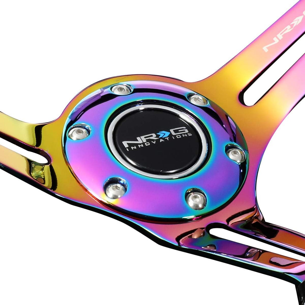 NRG RST-018BK-MC Reinforced Stering Wheel - Black Colored Wood with Neo Chrome Spokes