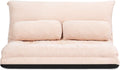 Giantex Adjustable Floor Sofa Couch with 2 Pillows, Multi-Functional 6-Position Foldable Lazy Sofa Sleeper Bed, Multi-Functional Suede Floor Seating for Reading Gaming (Beige)