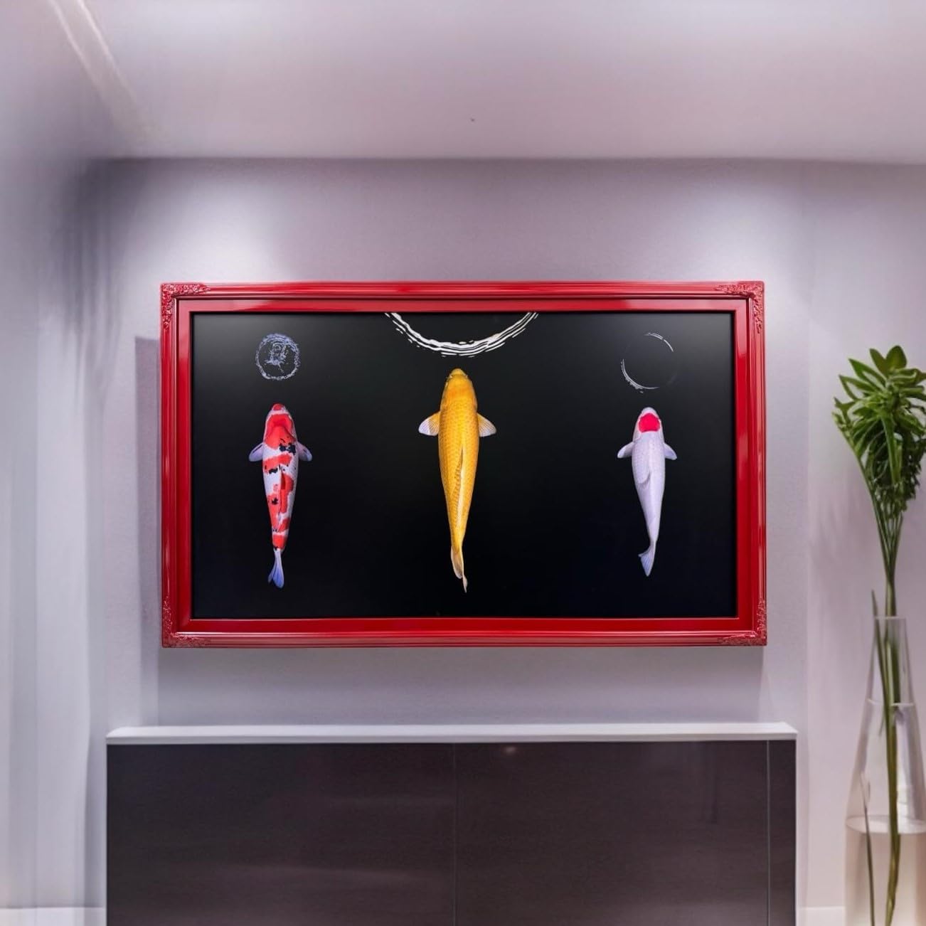 32, 43, 50 & 55 Inch Handmade wood ornate TV Frame for Samsung The Frame TV. GLOSSY RED (not for use with other models) (43 INCH)