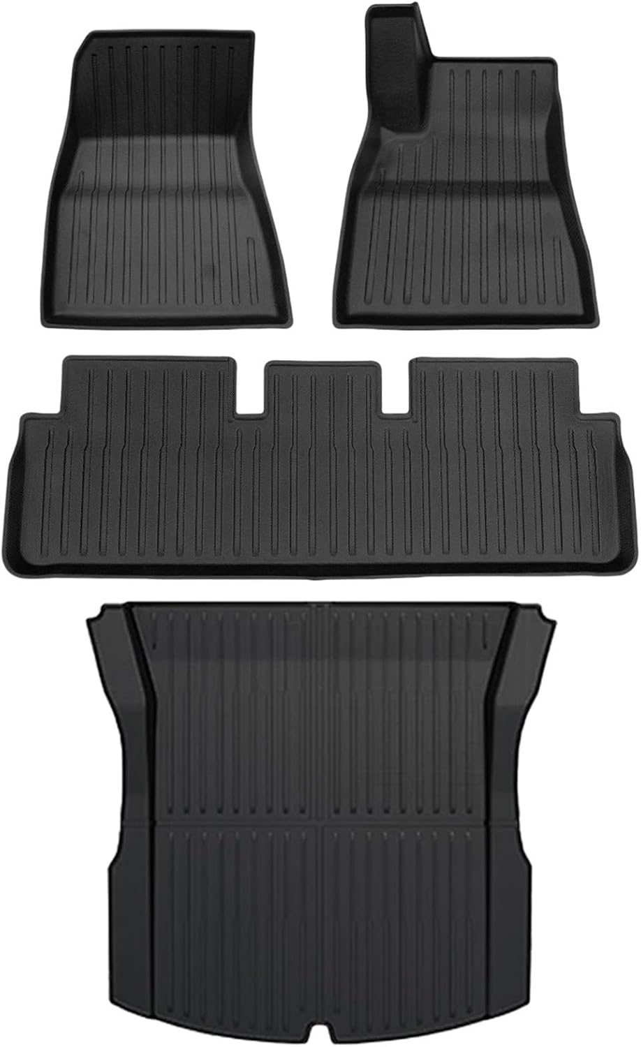 TPE Floor Mats & Cargo Liner Compatible for Tesla Model 3 Highland 2024, All Weather Waterproof Anti-Slip Trunk Mats TPE Floor Liners(4PCS RHD)