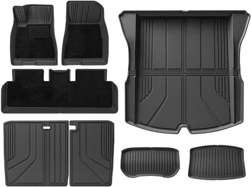 Floor Mats | Compatible with Tesla Model 3 Highland 2025 TPE All Weather Cargo Liner Water Resistant Single Double Layer Mats Accessories(DL-M3H FL 11PCS LHD)