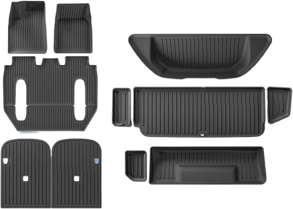 Compatible for Tesla Model X 2023 2024 TPE 3D Car Floor Mats Cargo Liner Trunk Pad Waterproof Protective Left Rudder(NEW 6MODELX5PCS)