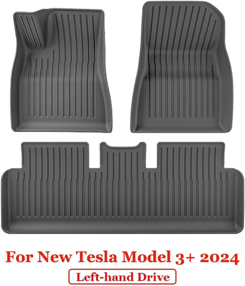 for 2024 2025 Tesla Model 3 Highland Floor Mats TPE All Weather Front Rear Cargo Liner Mat Waterproof Anti-Slip Accessories(2024 M3 FM LHD)