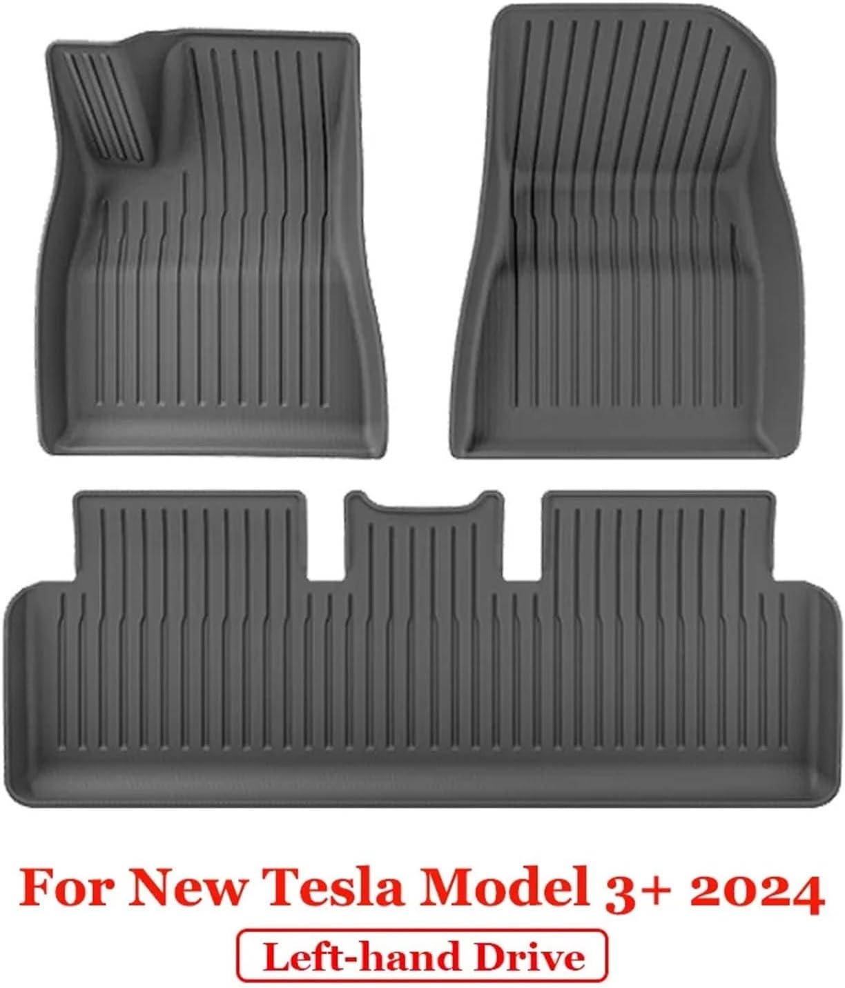 for 2024 2025 Tesla Model 3 Highland Floor Mats TPE All Weather Front Rear Cargo Liner Mat Waterproof Anti-Slip Accessories(2024 M3 FM LHD)