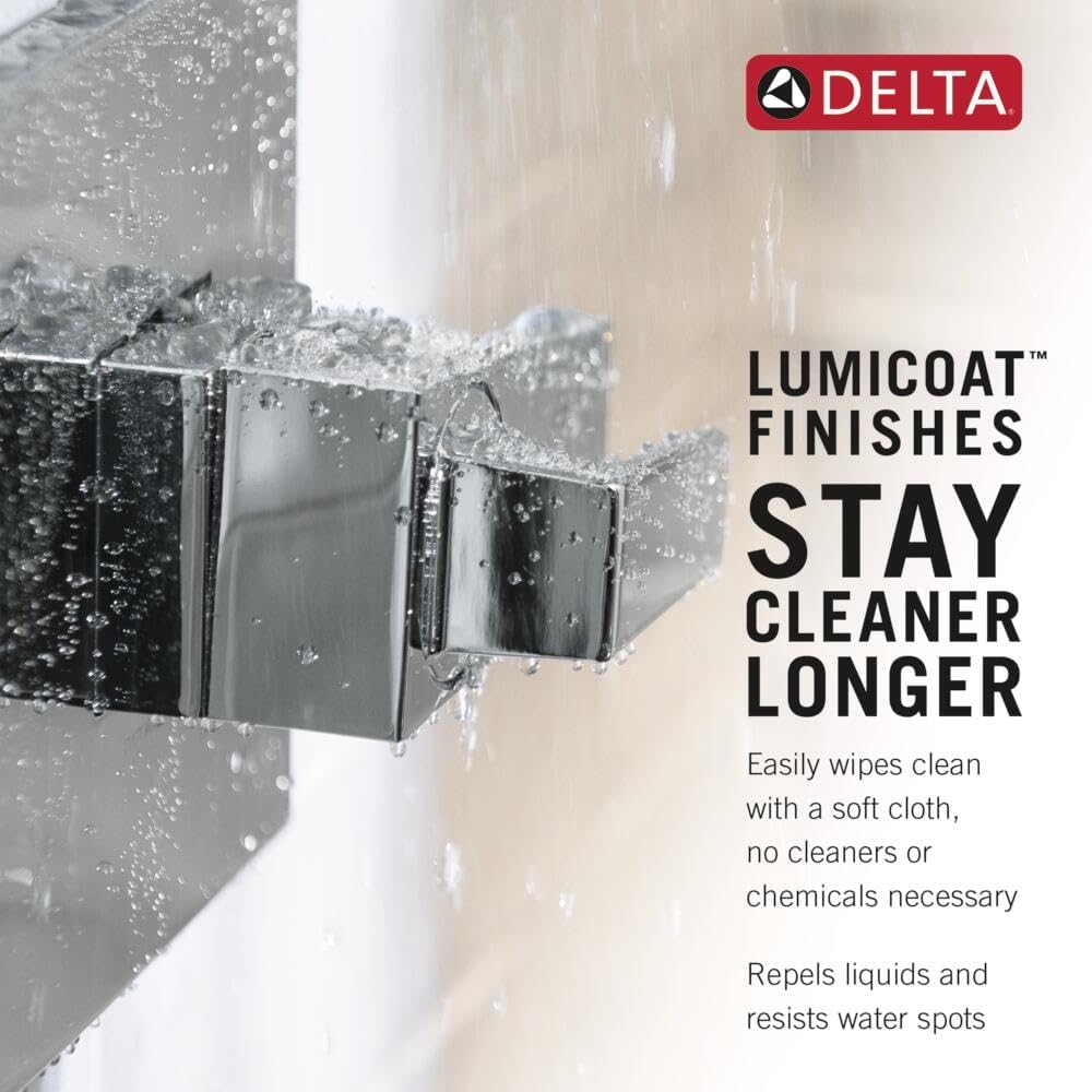 Delta Tetra 14 Series H2Okinetic Bathtub and Shower Faucet Set, Chrome Shower Head and Handle Set, Valve Trim Kit, Lumicoat Chrome T14489-PR (Valve Not Included)