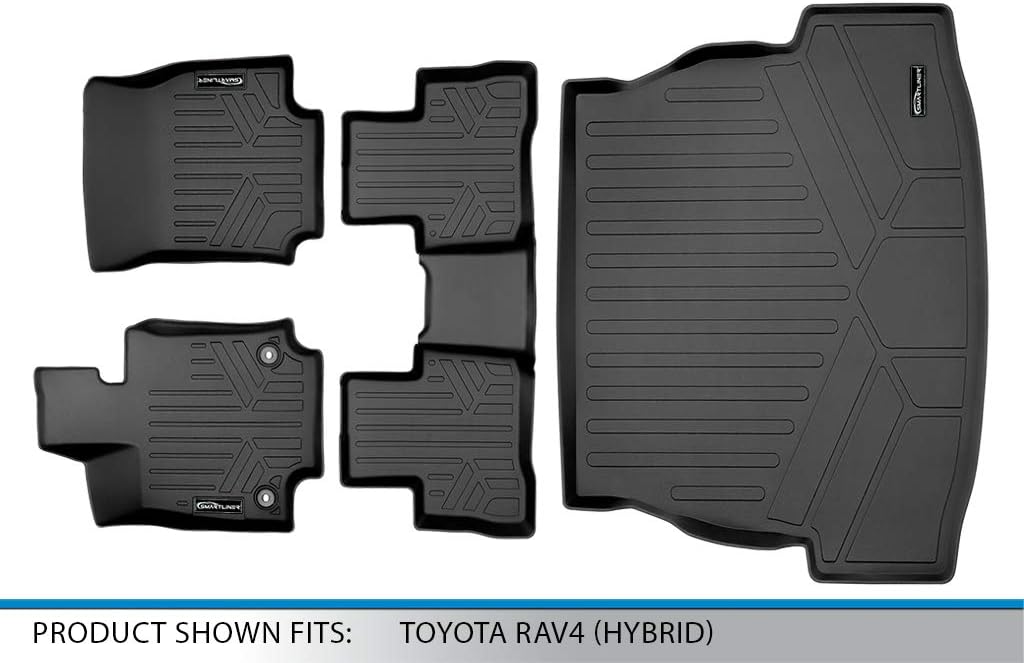 SMARTLINER All Weather Custom Fit Floor Mats 2 Rows and Cargo Liner Set Compatible with 2019-2025 Toyota RAV4