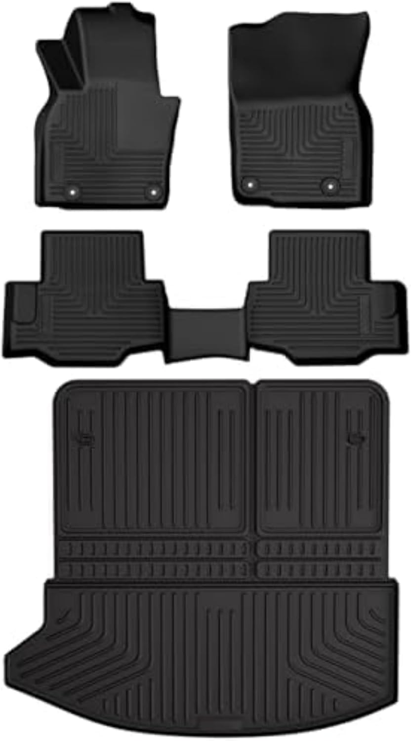 Husky Liners Weatherbeater Floor Mats | Fits 2024 - 2025 Mazda CX-90 | Front & 2nd Row + Cargo, 4-pc. Black