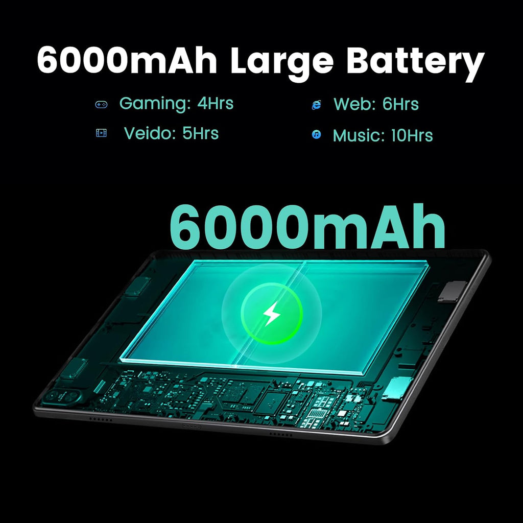 Azeyou Android Tablet 10 Inch, 8GB RAM 128GB, Octa-Core, 1280×800 IPS Display, WiFi 6 Bluetooth 5.0, 6000mAh Long-Lasting Battery, Dual Camera, Face Unlock, Parent Control, GMS Certified, Metal