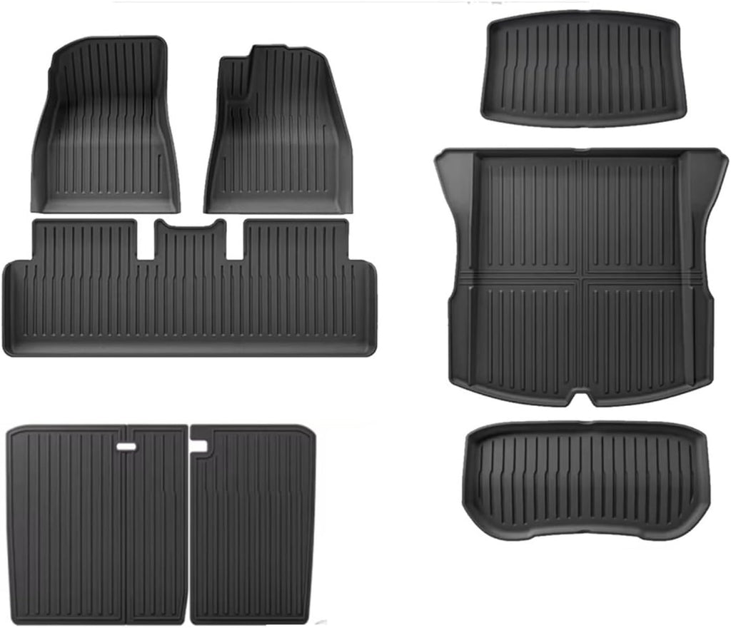 TPE 2024 2025 Compatible with Tesla Model 3 Highland Floor Mats All Weather Front Rear Cargo Liner Mat WP Anti-Slip Mats Accessories(8pcs Full Sets RHD)