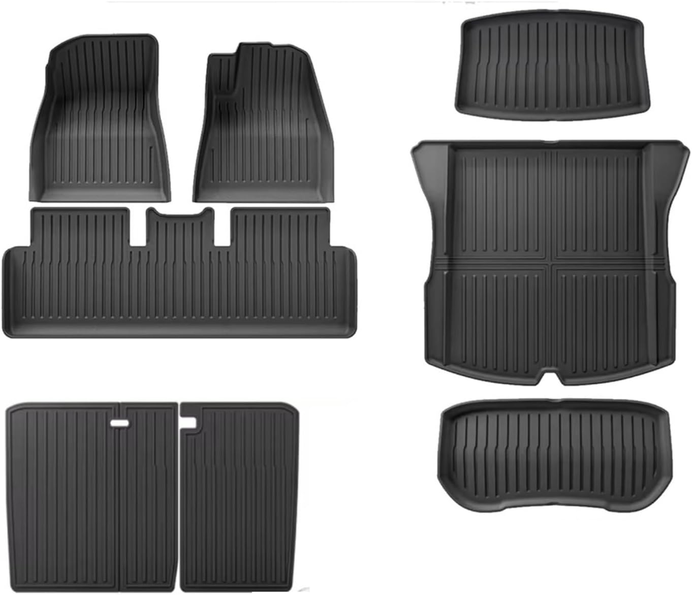 TPE 2024 2025 Compatible with Tesla Model 3 Highland Floor Mats All Weather Front Rear Cargo Liner Mat WP Anti-Slip Mats Accessories(8pcs Full Sets RHD)